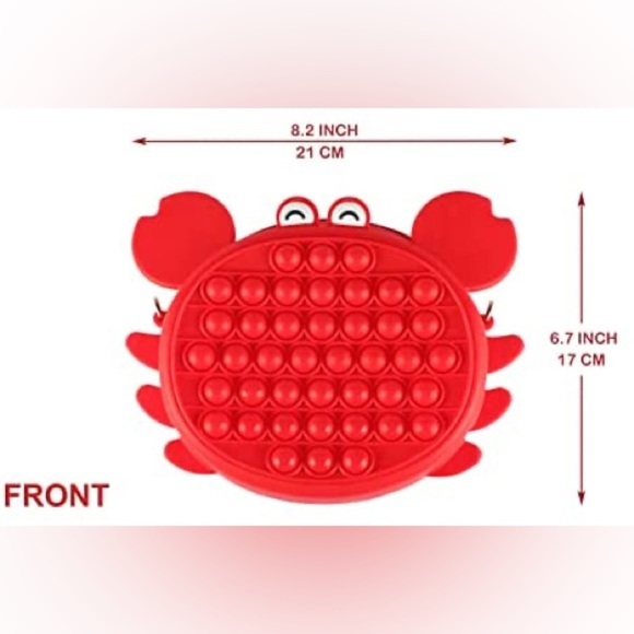 Pop It Purse- Red Crab for Women’s/Girls, Fidget Crossbody Bag- NWOT - Picture 3 of 7